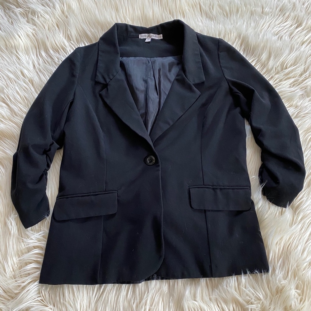 80’s Style Black 3/4 Sleeve Blazer